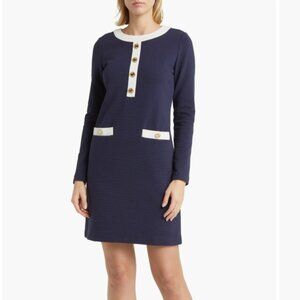 Lilly Pulitzer Kennedy Dress Size S W Preppy Gold Buttons Long Sleeve In  Navy